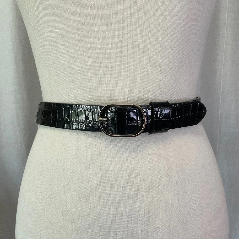 Halogen Nordstrom faux croc trouser belt